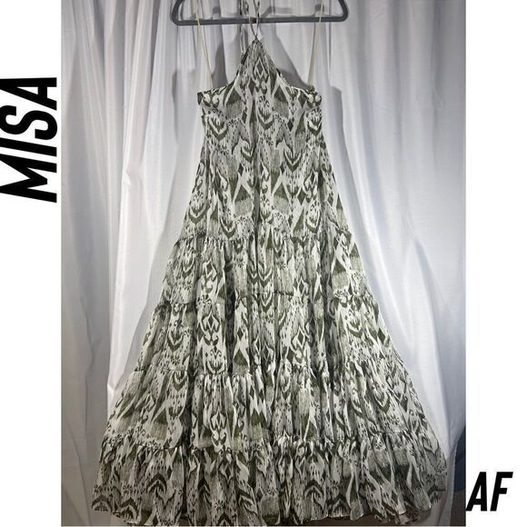ANTHROPOLOGIE BY MISA PRINTED HALTER MIDI DRESS NWT IN MOSS XS - Picture 9 of 11